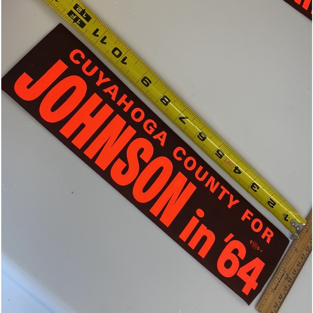Four 1964 Bumper Sticker Lyndon B Johnson President Political Cuyahoga County OH